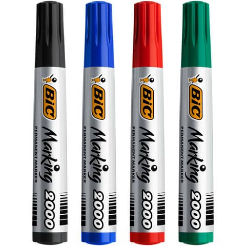 Marcatore permanente BIC Marking 2000 punta conica 4,95 mm - assortiti - conf. 4 pezzi - 8209112